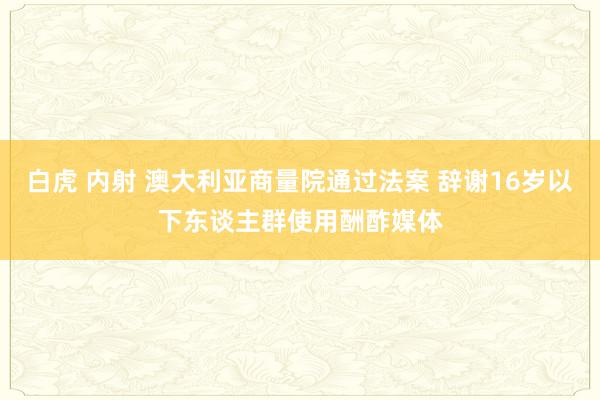 白虎 内射 澳大利亚商量院通过法案 辞谢16岁以下东谈主群使用酬酢媒体