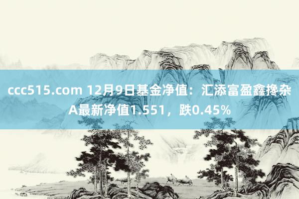 ccc515.com 12月9日基金净值：汇添富盈鑫搀杂A最新净值1.551，跌0.45%