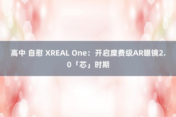 高中 自慰 XREAL One：开启糜费级AR眼镜2.0「芯」时期