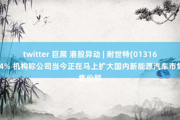 twitter 巨屌 港股异动 | 耐世特(01316)涨近4% 机构称公司当今正在马上扩大国内新能源汽车市集份额