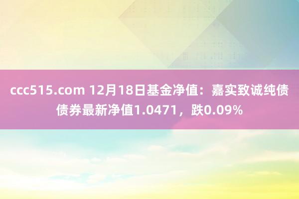 ccc515.com 12月18日基金净值：嘉实致诚纯债债券最新净值1.0471，跌0.09%