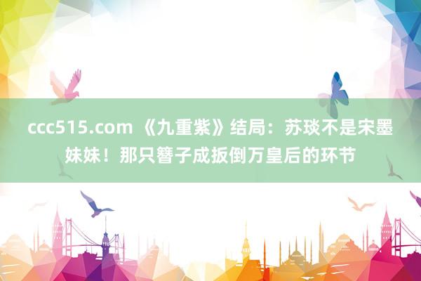 ccc515.com 《九重紫》结局：苏琰不是宋墨妹妹！那只簪子成扳倒万皇后的环节