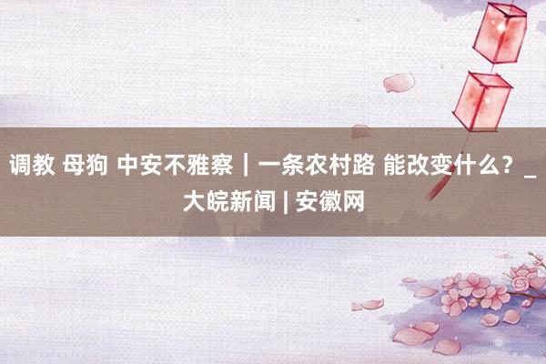 调教 母狗 中安不雅察｜一条农村路 能改变什么？_大皖新闻 | 安徽网