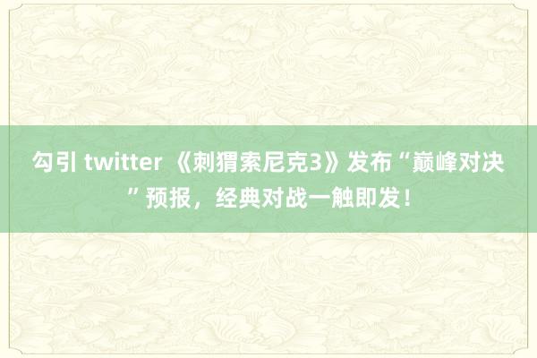 勾引 twitter 《刺猬索尼克3》发布“巅峰对决”预报，经典对战一触即发！