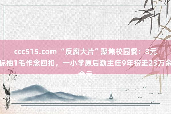 ccc515.com “反腐大片”聚焦校园餐：8元餐标抽1毛作念回扣，一小学原后勤主任9年捞走23万余元
