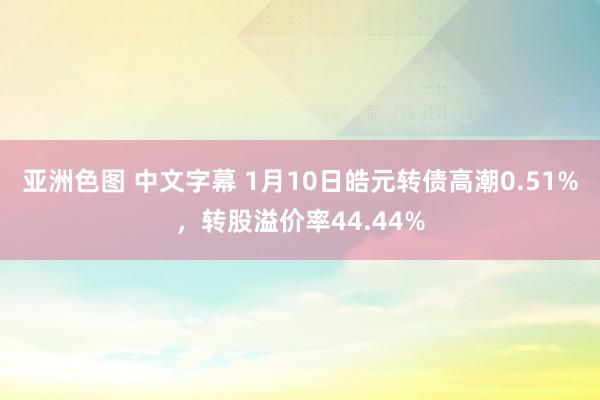 亚洲色图 中文字幕 1月10日皓元转债高潮0.51%，转股溢价率44.44%