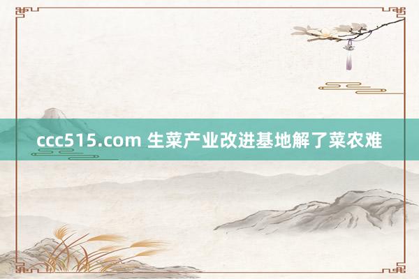 ccc515.com 生菜产业改进基地解了菜农难