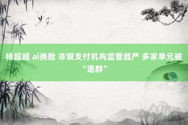 杨超越 ai换脸 非银支付机构监管趋严 多家单元被“退群”
