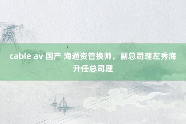 cable av 国产 海通资管换帅，副总司理左秀海升任总司理
