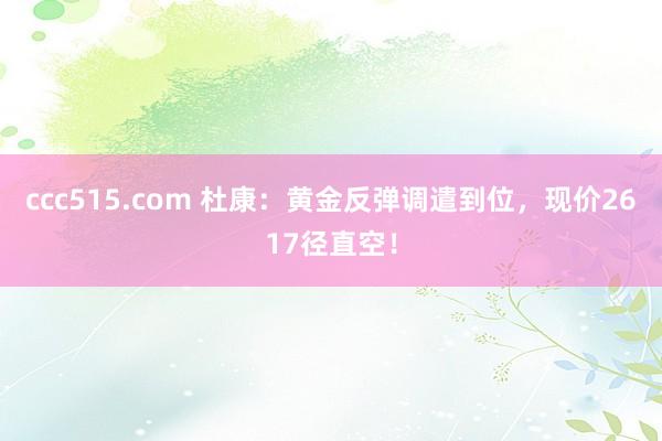 ccc515.com 杜康：黄金反弹调遣到位，现价2617径直空！