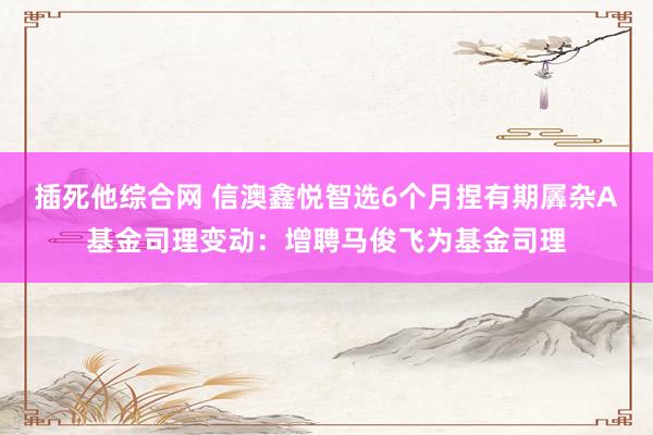 插死他综合网 信澳鑫悦智选6个月捏有期羼杂A基金司理变动：增聘马俊飞为基金司理