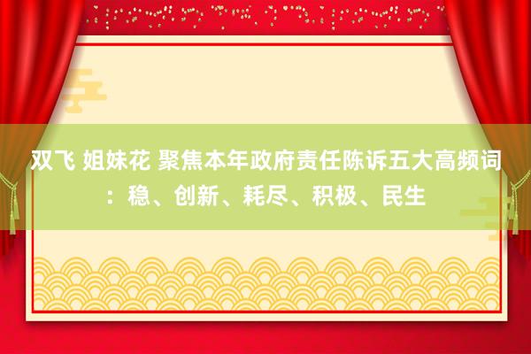 双飞 姐妹花 聚焦本年政府责任陈诉五大高频词：稳、创新、耗尽、积极、民生