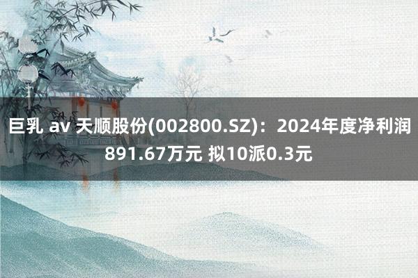 巨乳 av 天顺股份(002800.SZ)：2024年度净利润891.67万元 拟10派0.3元