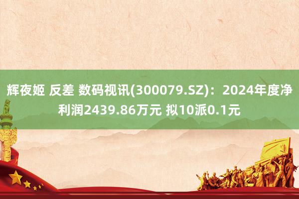 辉夜姬 反差 数码视讯(300079.SZ)：2024年度净利润2439.86万元 拟10派0.1元