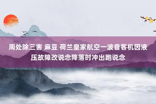 周处除三害 麻豆 荷兰皇家航空一波音客机因液压故障改说念降落时冲出跑说念