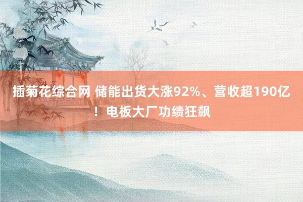 插菊花综合网 储能出货大涨92%、营收超190亿！电板大厂功绩狂飙