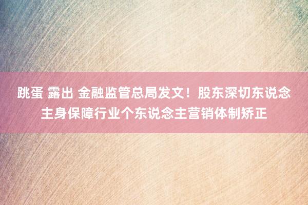 跳蛋 露出 金融监管总局发文！股东深切东说念主身保障行业个东说念主营销体制矫正
