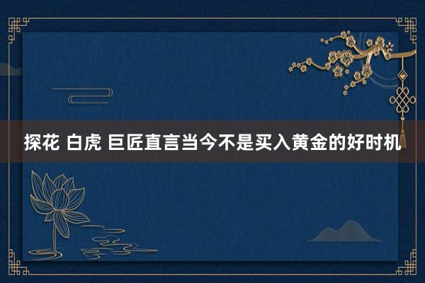 探花 白虎 巨匠直言当今不是买入黄金的好时机