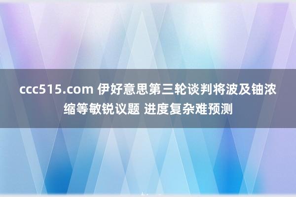 ccc515.com 伊好意思第三轮谈判将波及铀浓缩等敏锐议题 进度复杂难预测